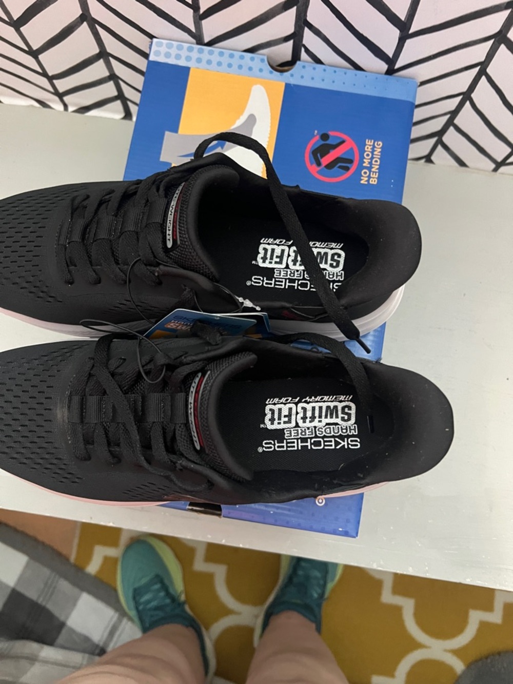 Skechers Black and White Lite-Foam Swift Fit Men's Athletic Sneakers - Picture 5 of 6